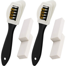2 Sets Suède Borstel &amp; Nubuck 2 Stuks 4-Weg Borstel + 4 Gum, Premium Schoenreinigingsset