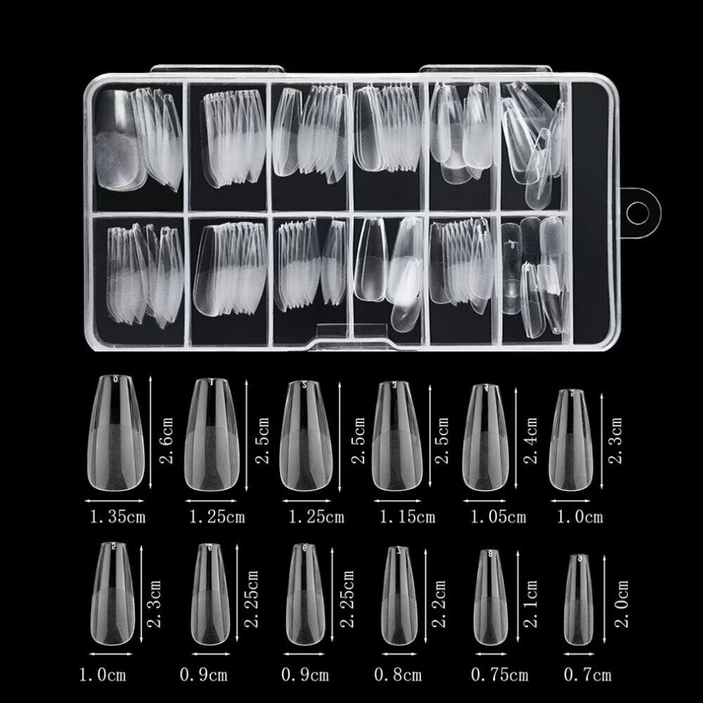 120 Pieces Clear Semi Frosted Acrylic Fake Nails, Artificial Pointed Nail Tips Professional Clear Nail Tips