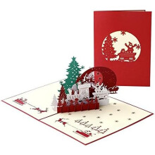 Weihnachtskarten für Kinder Mama Papa, Heiligabend 3D Pop Up Frohe Weihnachten Karte mit Umschlägen Siegel Aufkleber für Freunde Familie, 5,9x7,8"