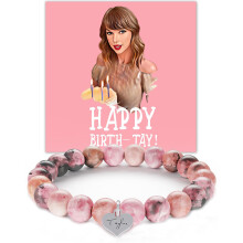Taylor swift Zebra Bracelet Taylor Birthday Party Music Festival Bracelet Peach Heart Natural Stone Bracelet Fan Gift