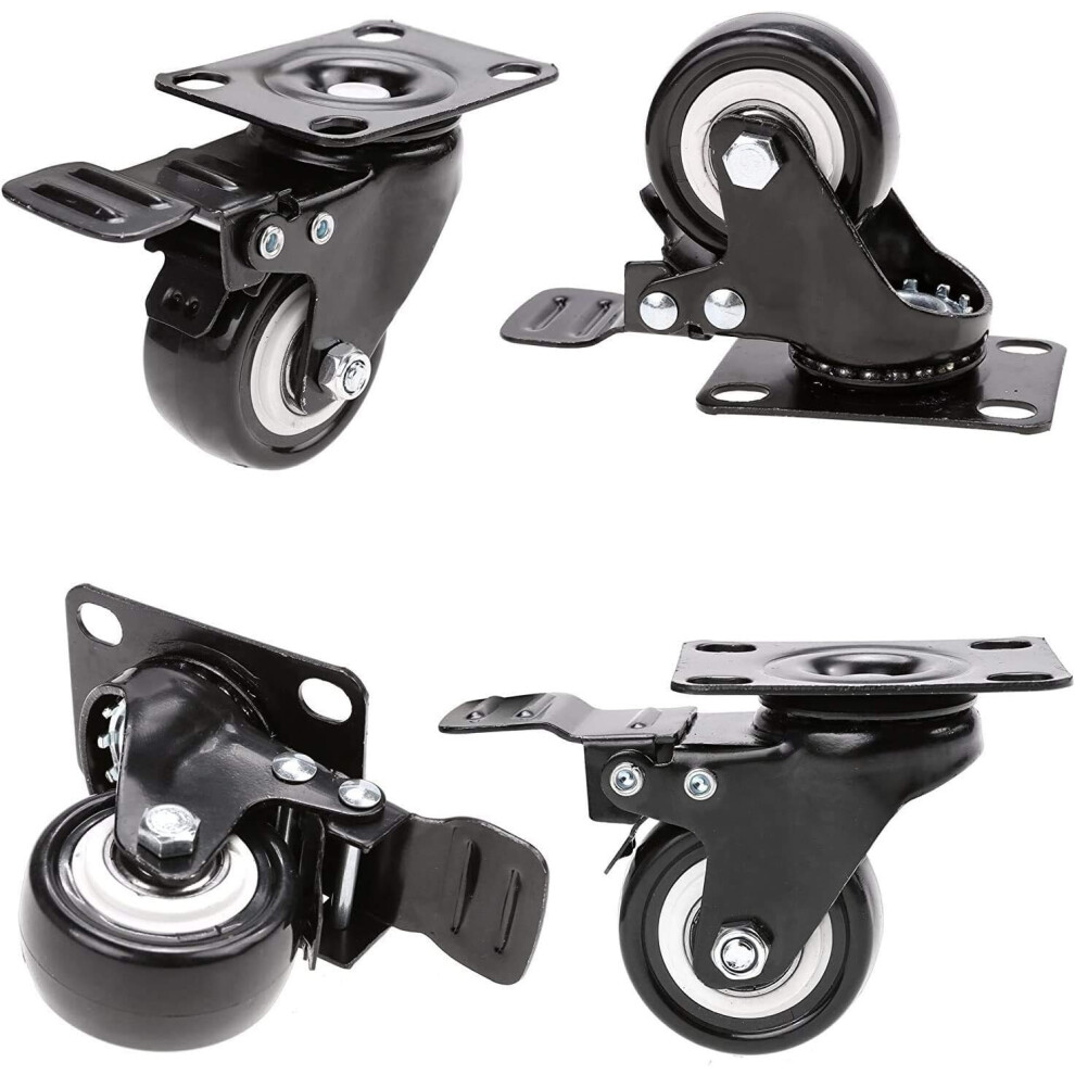 4 Swivel Castors With Brake 50Mm Rubber Castor Wheels For Furniture With 400Kg Capacity (Tpye1) 7751377904080