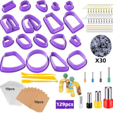 129-delige set oorbellen klei polymeer cutter met zachte aardewerk cutter DIY sieraden inclusief kartonnen accessoires