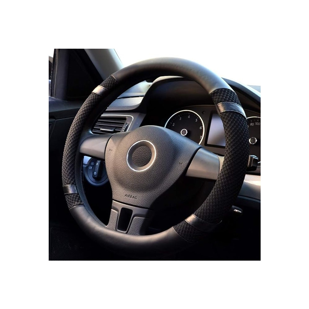Microfiber Leather Steering Wheel Cover Universal Car Steering Wheel Cover 38Cm, Car Steering Wheel Cover Non-Slip Breathable Soft Durable Car Accesso 7334477994030