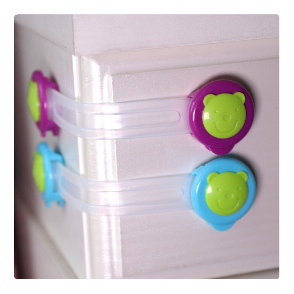 Nydia 8-Piece Baby Safety Long Lock Anti Pinch Drawer Lock Child Multi-Function Bear Refrigerator Lock Candy Color Safety Lock