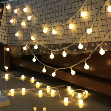 LED light string, round ball, small string, battery light, Christmas decoration, outdoor camping, starry lights (warm color, 6m, 40 lights)