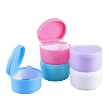 Yuemuop 2 Pieces False Teeth Box, Dental Appliance Box, Orthodontic Retainer for Dentures Storage, Cleaning (Green and Blue)