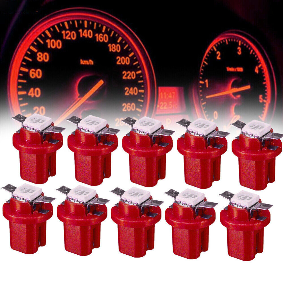 10X T5 B8.5d 5050 Smd Car Dashboard Instrument Led Bulbs Accessories Light/Red 7751377897481