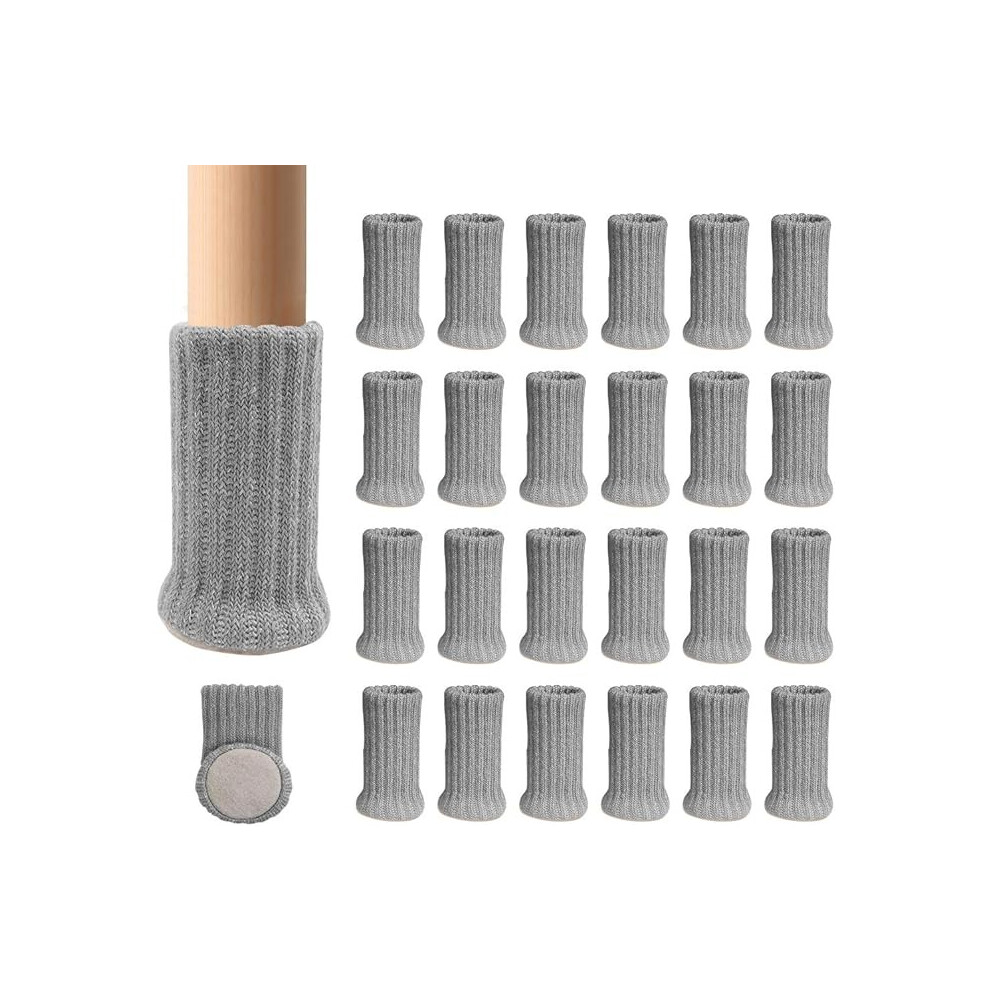 24 Pairs Of Non-Slip Knit Furniture Socks For Chair Legs, Prevent Scratches And Reduce Noise, Move Easily, Gray 7334477992753