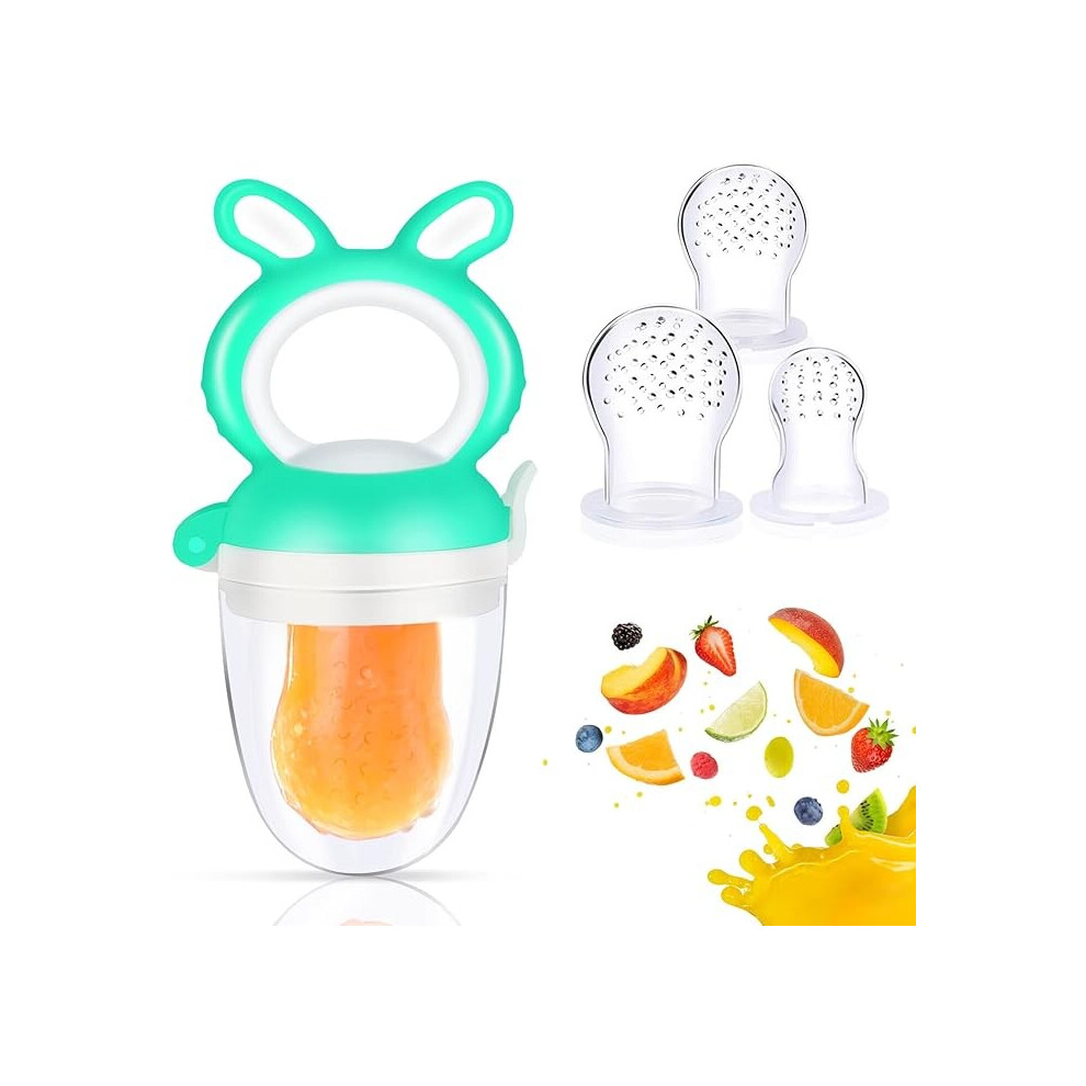 Baby Feeding Fruit Pacifier, Silicone Baby Nibbler 3 Months, Baby Fruit Pacifier ( L) Green