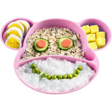 Silicone Plates for Babies, Toddlers and Kids, with Strong Suction, BPA Free, Dishwasher and Microwave Safe, FDA Approved (Pink)