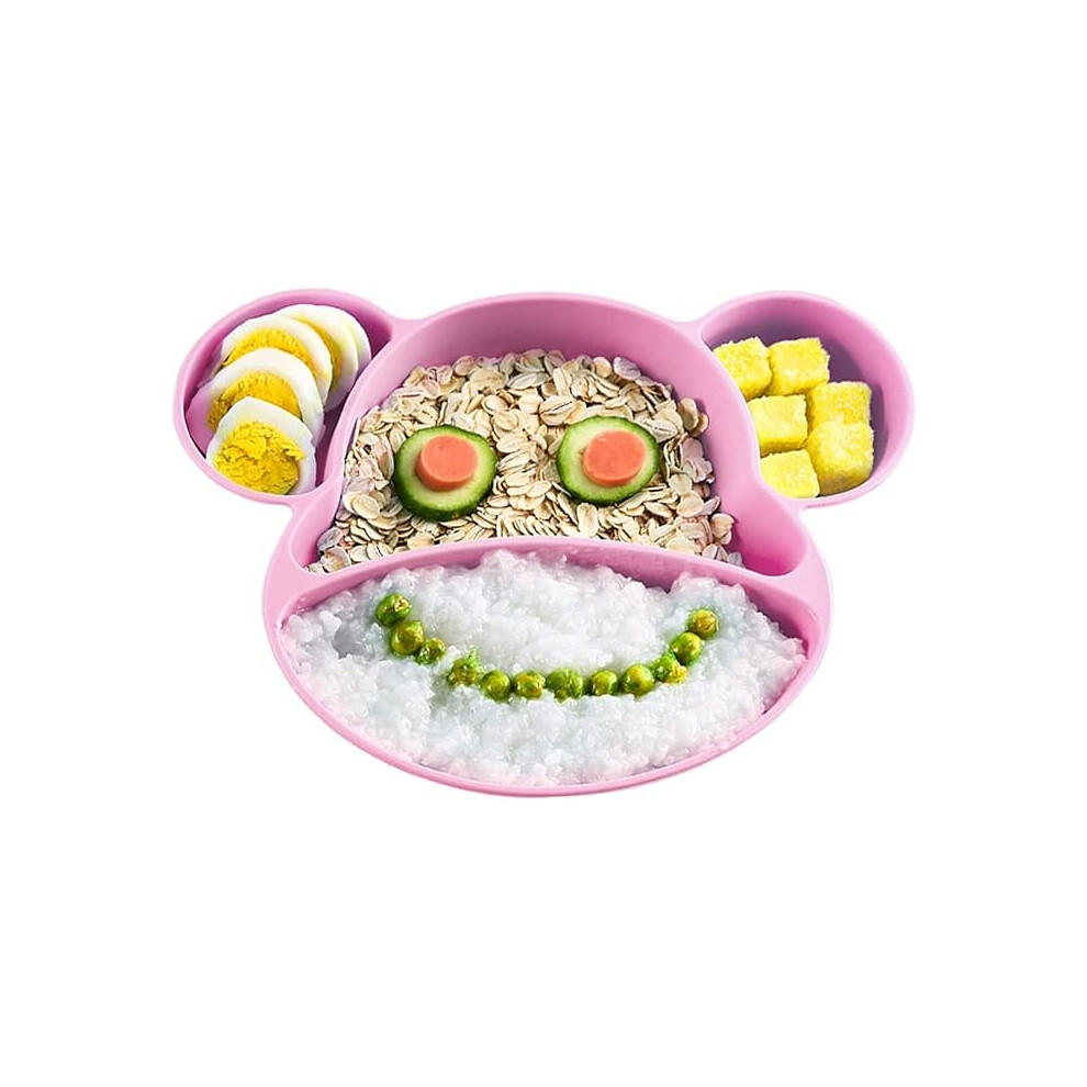 Silicone Plates For Babies, Toddlers And Kids, With Strong Suction, Bpa Free, Dishwasher And Microwave Safe, Fda Approved (Pink) Pink