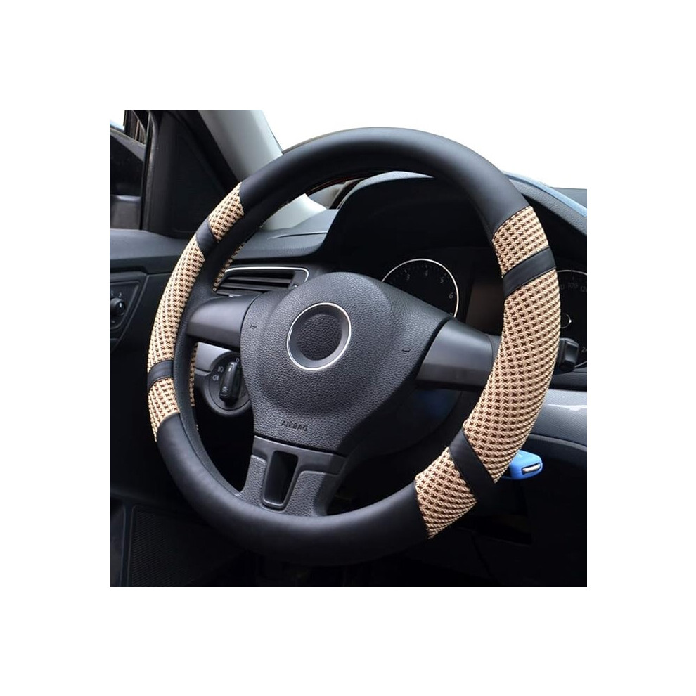 Microfiber Leather Steering Wheel Cover Universal Car Steering Wheel Cover 38Cm, Car Steering Wheel Cover Non-Slip Breathable Soft Durable Car Accesso 7334477994016