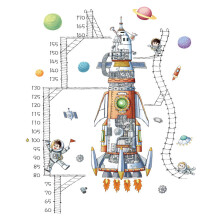 2 Stück Raumschiff Astronauten Größe Messlineal, Früherziehung Layout, Höhe Aufkleber, Kinderzimmer, Kindergarten Wanddekoration