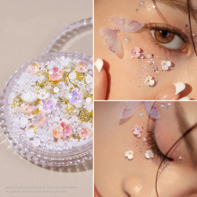 2 Bridal Eye Makeup Bright Diamond Tear Diamond Pearl Hollow Metal Butterfly Face Decoration