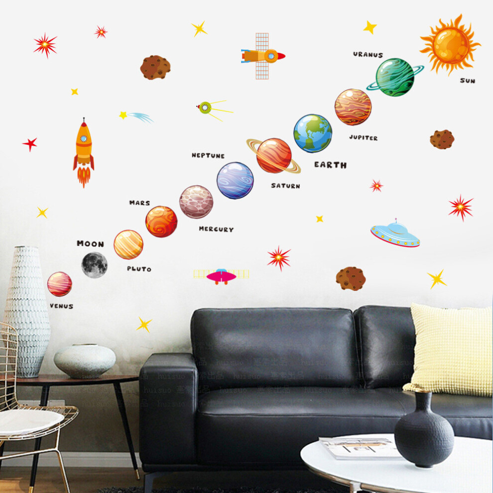 Nine planets wall sticker Creative children's room Background wall decoration PVC graffiti sticker