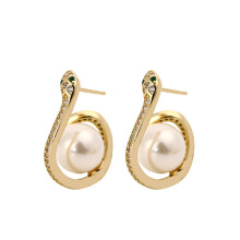 Snake shaped Light Luxury Wind Small Pearl Earrings Simple Earrings Wholesale High quality Korean Earrings