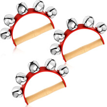 3 Stück Weihnachten Schlittenglocken rot Jingle Golden Bells Musikinstrument Holzgriff Glocken für Valentinstag (5 Glocken)