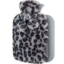 Water-filled hot water bag warm belt pom-pom leopard-print explosion-proof rubber plush perfusion warm baby 2L