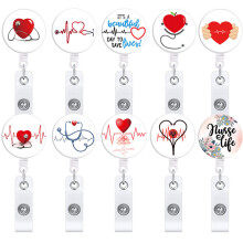 10 ECG medische zorg serie intrekbare en gemakkelijk te trekken bloem roterende alligator clip gemakkelijk te trekken badge clip