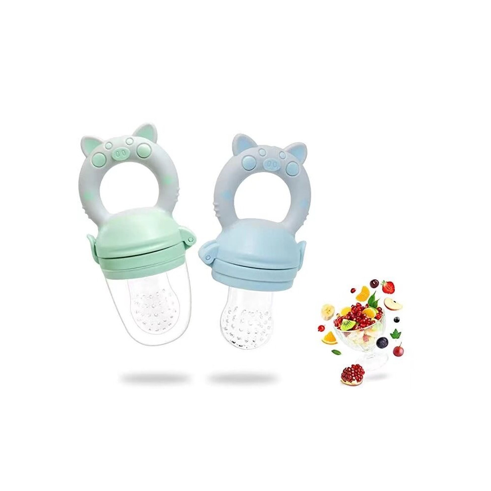 Baby Feeding Nipple - 2pcs Fruit Nipple with 6 BPA Free Silicone Nipples for Vegetable Teether Porridge Complementary Food