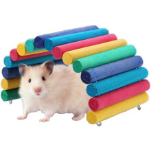 Pont arc-en-ciel en bois pour hamster Échelle coudée suspendue Fournitures pour petits animaux Cage Habitat Décor Souris Rat Rongeurs Jouet