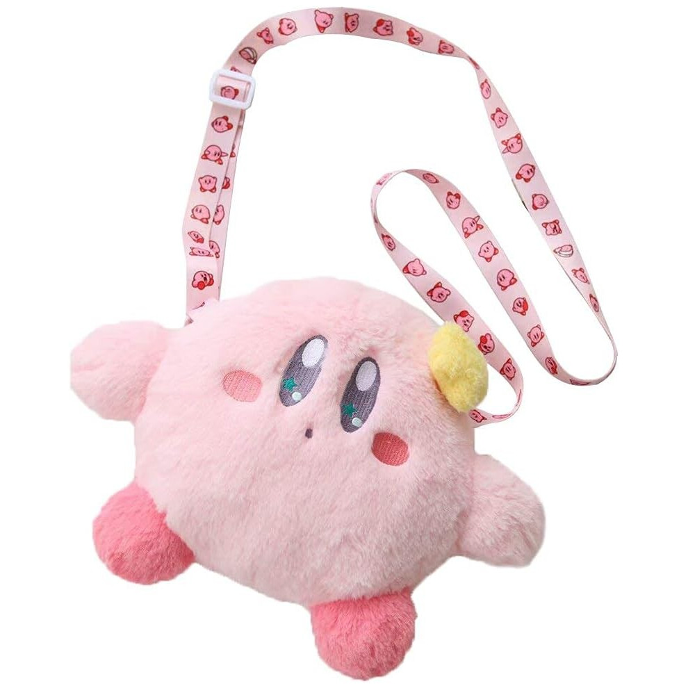 Nydia Pink Cartoon Plush Kirby Makeup Cosmetic Bag Cute Handbag Shoulder Bag Organizer