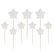 Lot de 40 toppers étoiles argentées pour cupcakes – pics décoratifs scintillants pour baby shower, anniversaire, mariage et fête