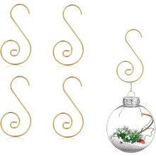100 Pieces Christmas Ball Ornament Hooks Ornamental Tree Hook S-Shaped Hanger Christmas Ball Clip for Hanging Christmas Tree Decorations (Gold)