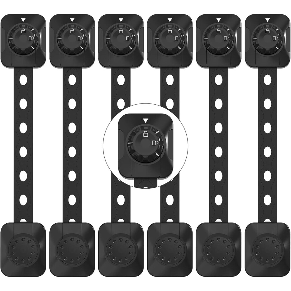 Baby Safety Lock(Improved), Set Of 6 Child/Baby Cupboard Locking Latches, For Drawer, Fridge(, No Tool Required) Black