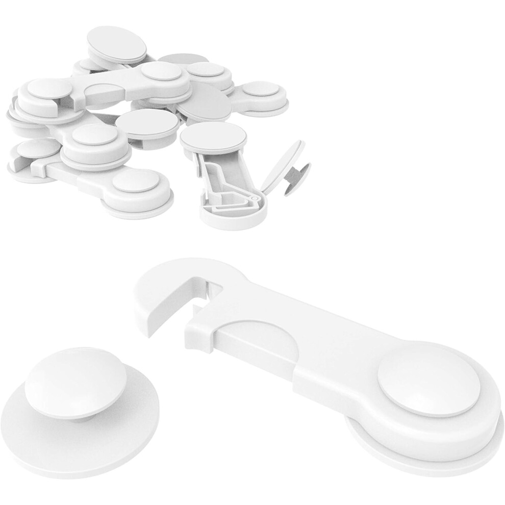 [10 Pack] Child Safety Cupboard Doors, Convenient Safety Baby Drawer Safety Locks with Resistant Adhesive for Cabinets, Fridge, Toilet
