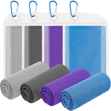 4-pack cooling towels (40¡x12¡), cooling towels for neck and face, gym towel for exercise, soft breathable microfibre ice towel B