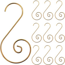 120 PCS Christmas Decorative Hook Christmas Tree Hook S-Shaped Decorative Hook Metal Wire Hook Christmas Tree Christmas Ball Party Decoration (Gold)