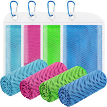 4-pack cooling towels (40¡x12¡), cooling towels for neck and face, gym towel for exercise, soft breathable microfibre ice towel A