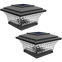 2-delige solar paalkaplamp outdoor LED verlichting deck fence kaplamp twee lichtstanden warm wit/helder wit geschikt voor 4x4 houten paal zwart