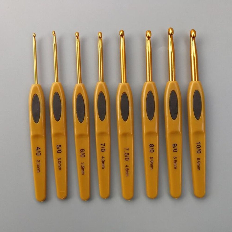 8pcs Sweater Crochet Hook Knitting Tool Plastic Handle Aluminum Crochet