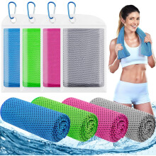 4-pack cooling towels (40¡x12¡), cooling towels for neck and face, gym towel for exercise, soft breathable microfibre ice towel C