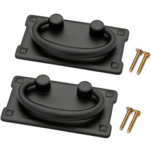 2pcs Vintage Antique Bronze Drawer Ring Pull Handles Knobs Hardware for Dresser Cabinet Door Furniture Drawers Bronze Hand Mission Hardware (Black)