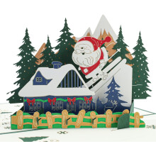 Vrolijk Kerstfeest Pop Up Kaart, Handgemaakte 3D Popup Wenskaart met Envelop en Berichtlabel, Kerstmis, Wintervakantie, Nieuwjaar, Kerstcadeau Auto