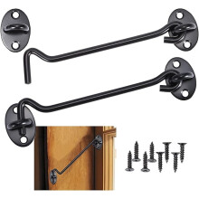 2 Piece Cabin Hook Door Latch Hook,Black Stainless Steel Door Hook Lock,With Mounting Screws,For Window,Barn Door,Shed Door,Garage Door (15cm)