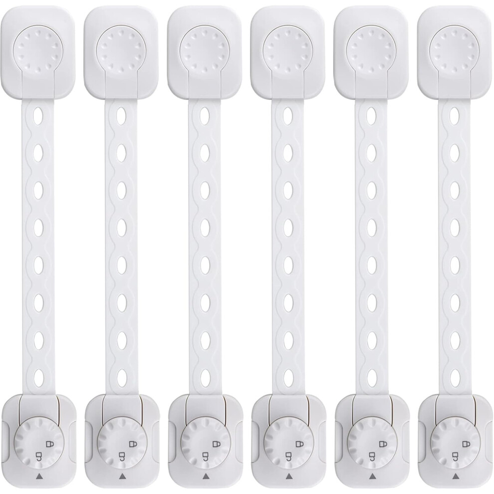 Baby Safety Lock(Improved), Set Of 6 Child/Baby Cupboard Locking Latches, For Drawer, Fridge(, No Tool Required) White