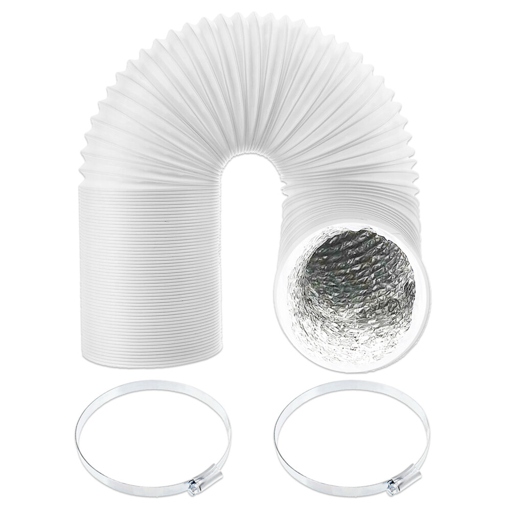Universal Air Con Vent Hose 6" x 2.5m PVC Aluminium Foil Insulated Portable Air Conditioner Duct Outlet Pipe + Clamp Clips