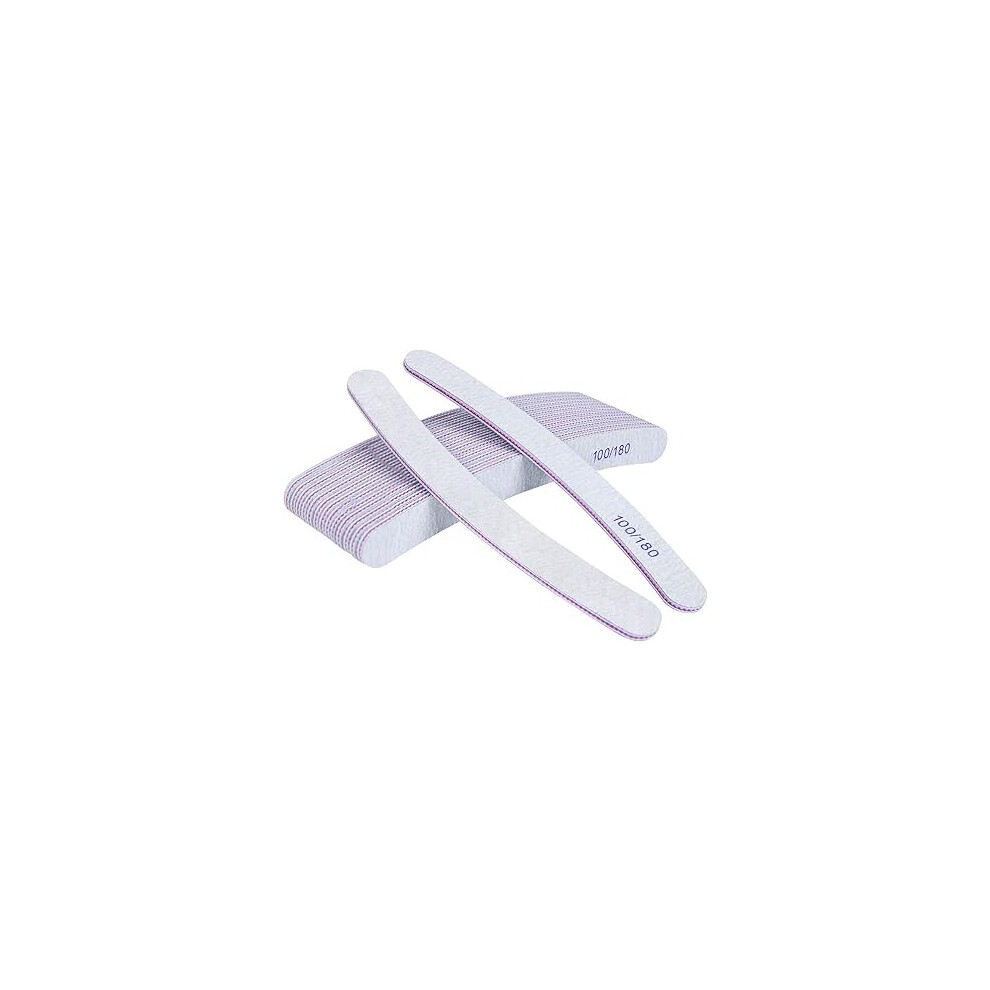 15PCS Professional Nail Files, Curved Nail Files, 100/180 Grit Washable Double Sided Emery Board for Cosmetic Manicure, Hair Salon, Pets, Home
