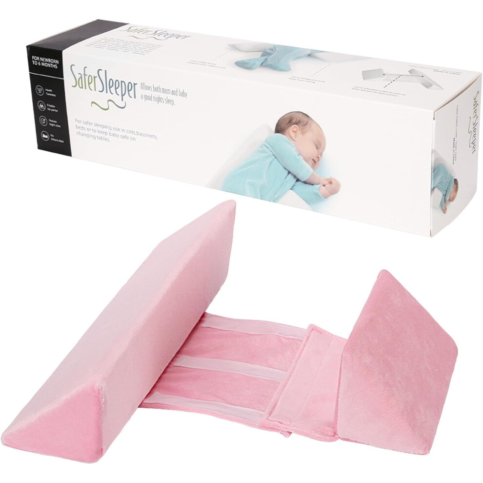 (Pink) Adjustable Baby Side Sleeper Wedge with Removable Cover at 45 Degrees Side Wedge Pillow for Newborns,Anti-Roll Sleep Positioner for Babies 6-12 Months