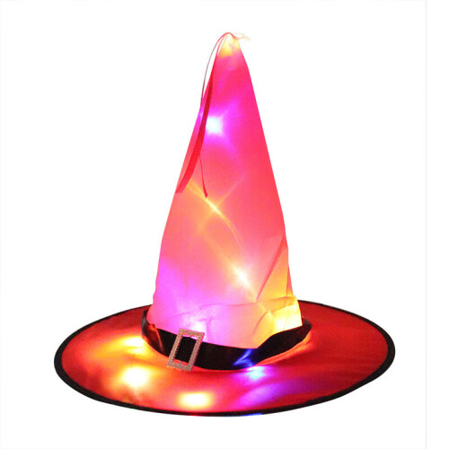 Halloween Witch Hat Glowing Wizard Hat Magician Hat(Red)