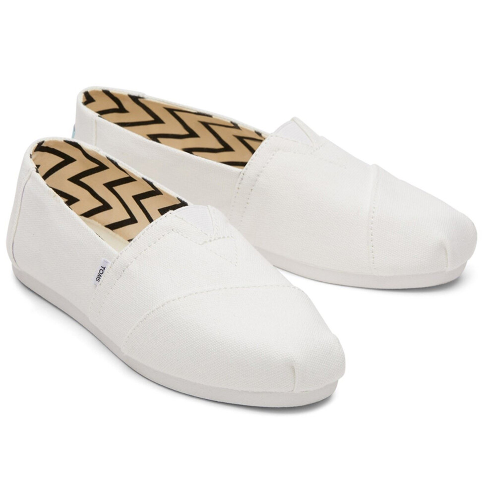 (White, 8 (Adults')) TOMS Alpargata 100% Cotton Women's White Espadrilles