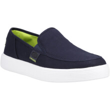 (Blue, 10 (Adults')) HEYDUDE Sunapee Canvas 100% Cotton Men's Navy/White Loafers