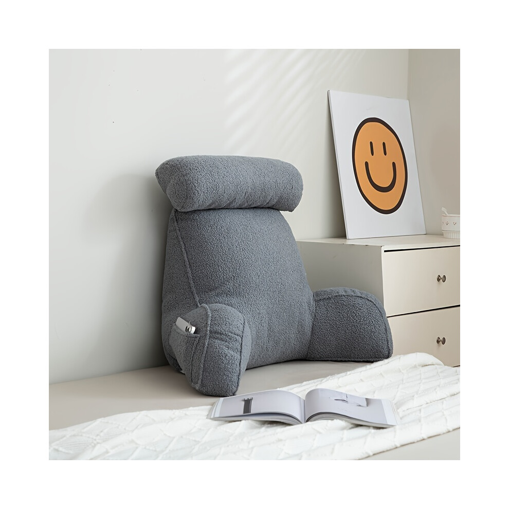 Yetp Star Gray (Waist Support Teddy Velvet-Elephant ) Versatile Thick Single Cushion With Adjustable Lumbar Support - Hand Washable