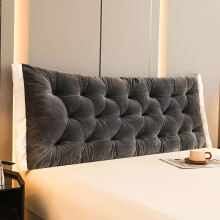 (Dark Gray, 180cm) Luxurious Crystal Velvet Cushion, Grey Bedroom Headboard and Back Support Pillow