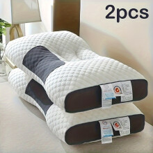 (2pcs) Set of 2 Ergonomic Orthopedic Contour Pillows, Modern Antibacterial Cotton Knit