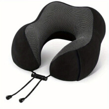 (Black) Soft Memory Foam U Shaped Neck Support Travel Pillow Head Rest Car Plane Cushion